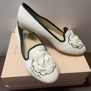 Elegant Ivory and Navy Women's Flats by Le Bunny Bleu